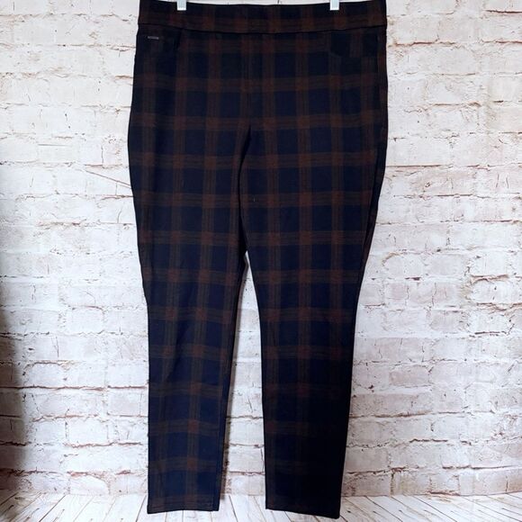 Nine West plaid pull on skinny pants - Picture 1 of 7